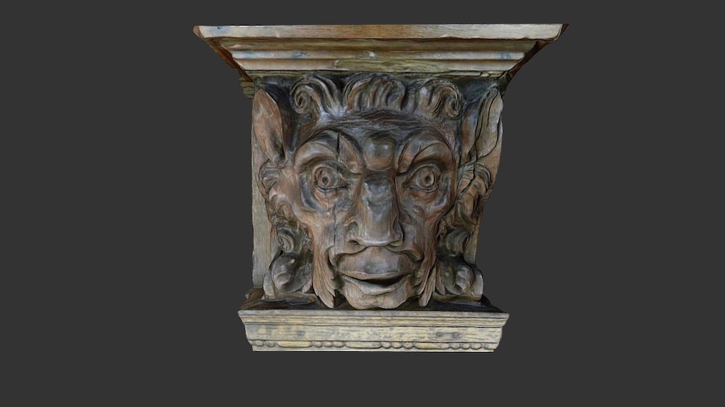 Wooden head from above a fireplace. 3d model