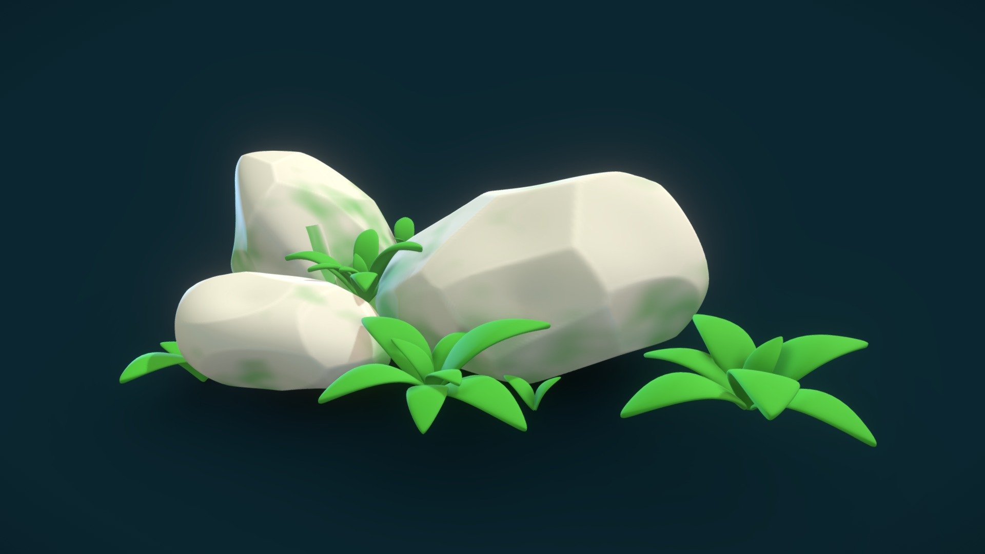 Rock and Plants 3d model