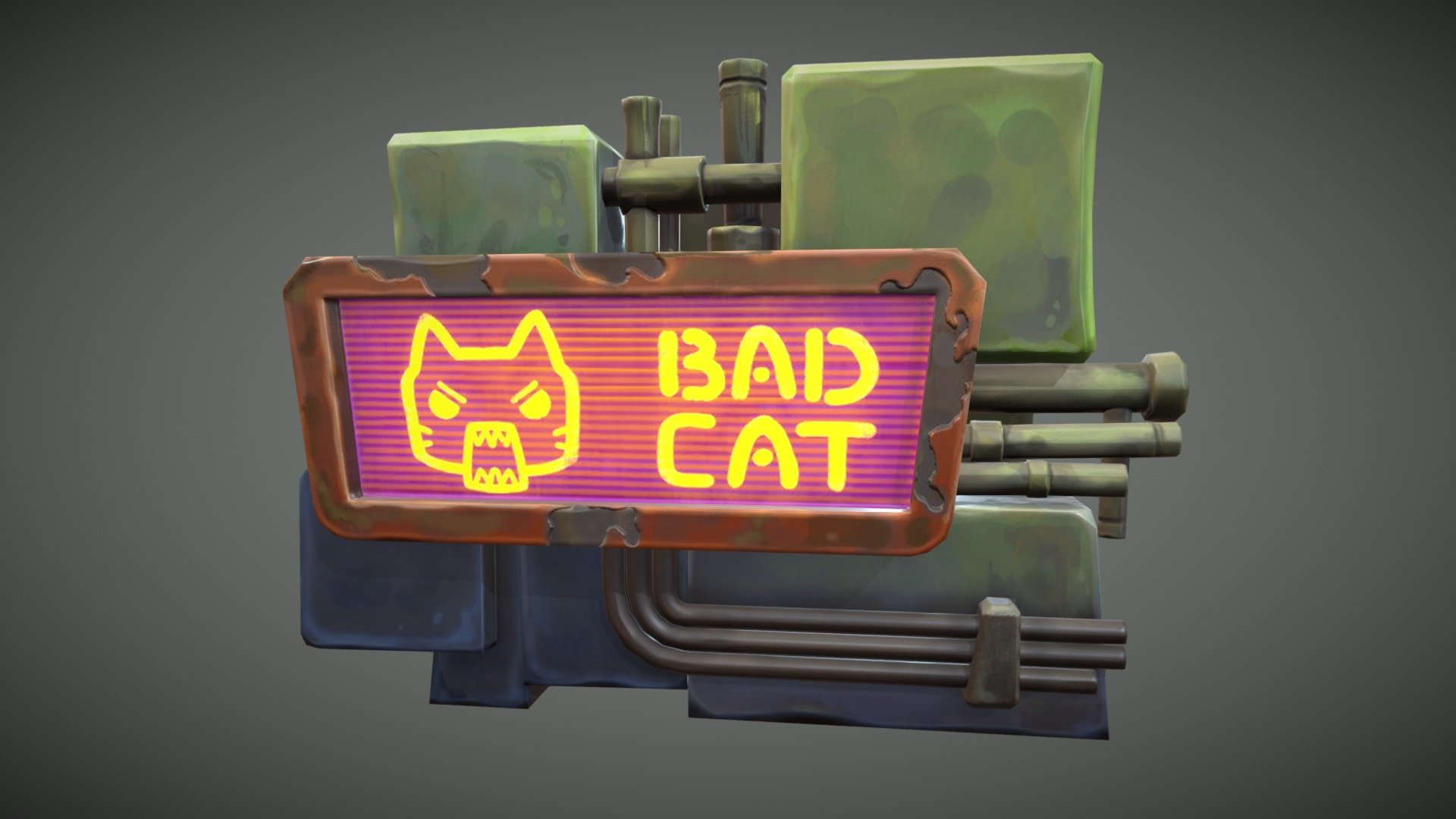 Signboard «BAD CAT» 3d model