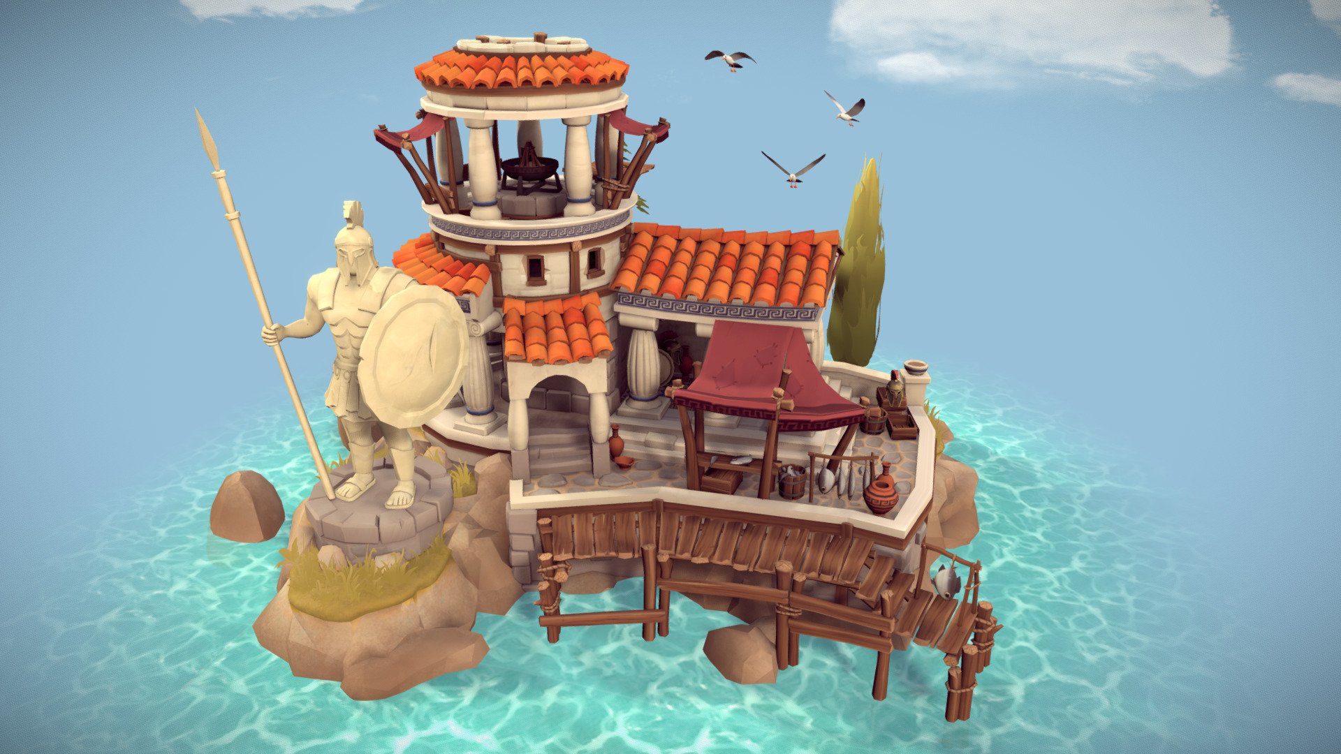 Ancient Greek Harbour 3d model