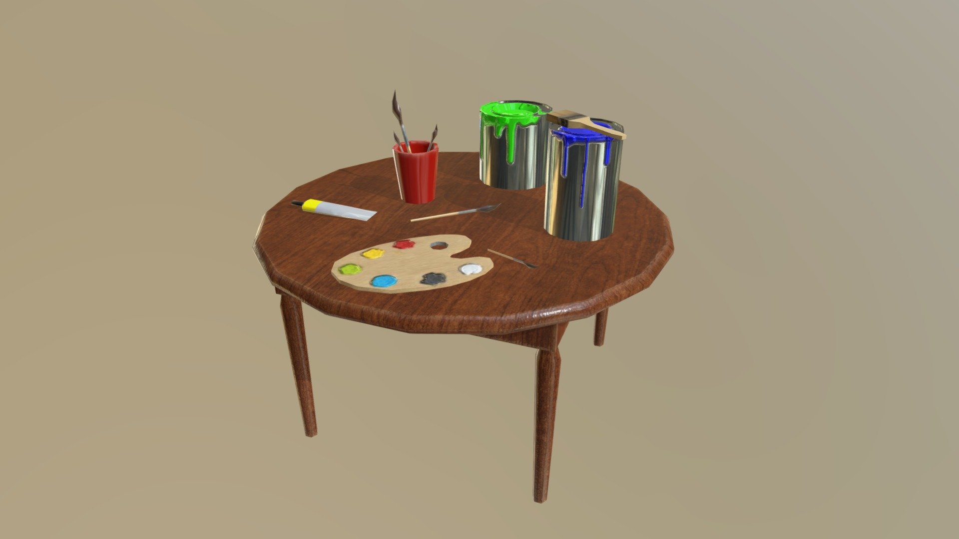 Artists table 3d model