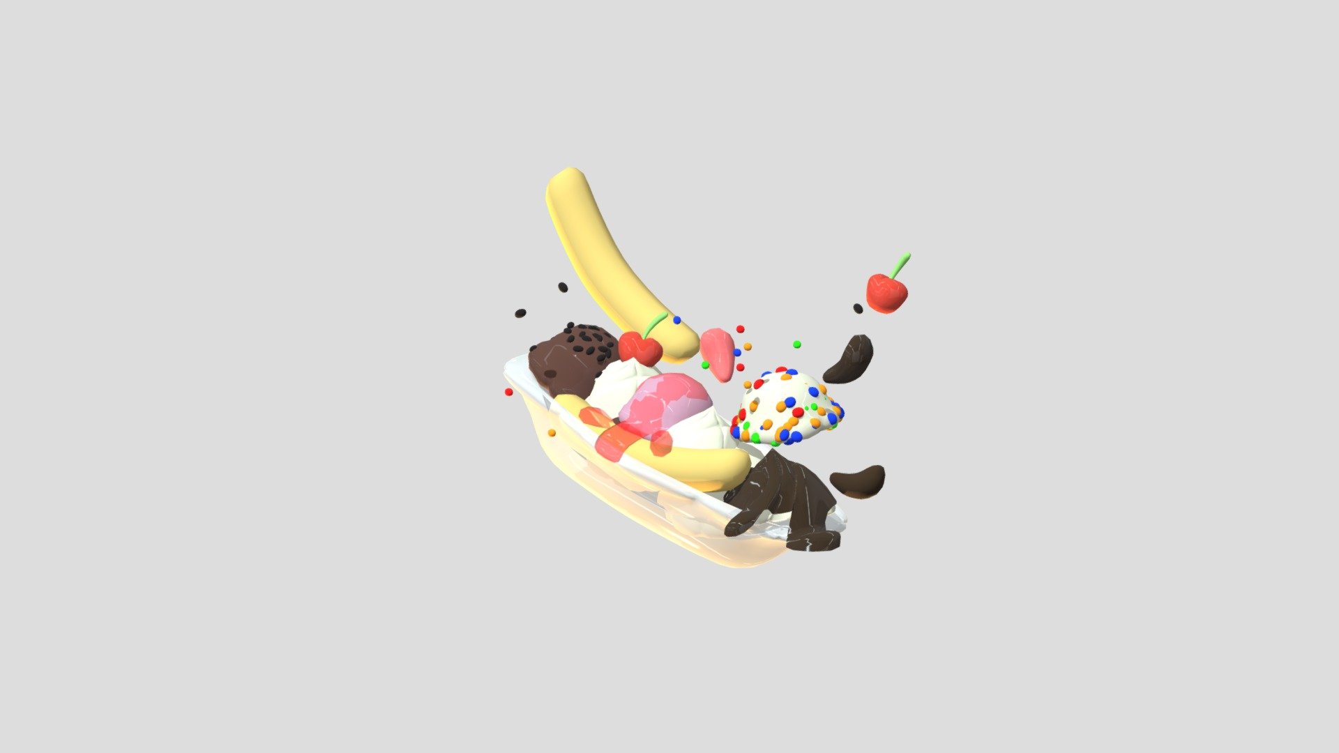 Cute Banana Split 3d model