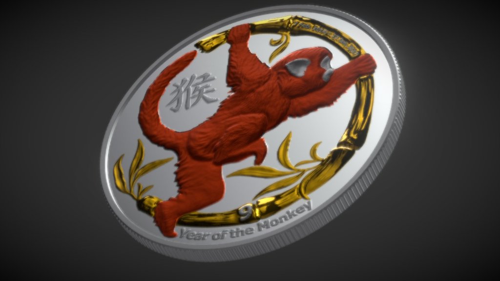 coin monkey 5 3d model