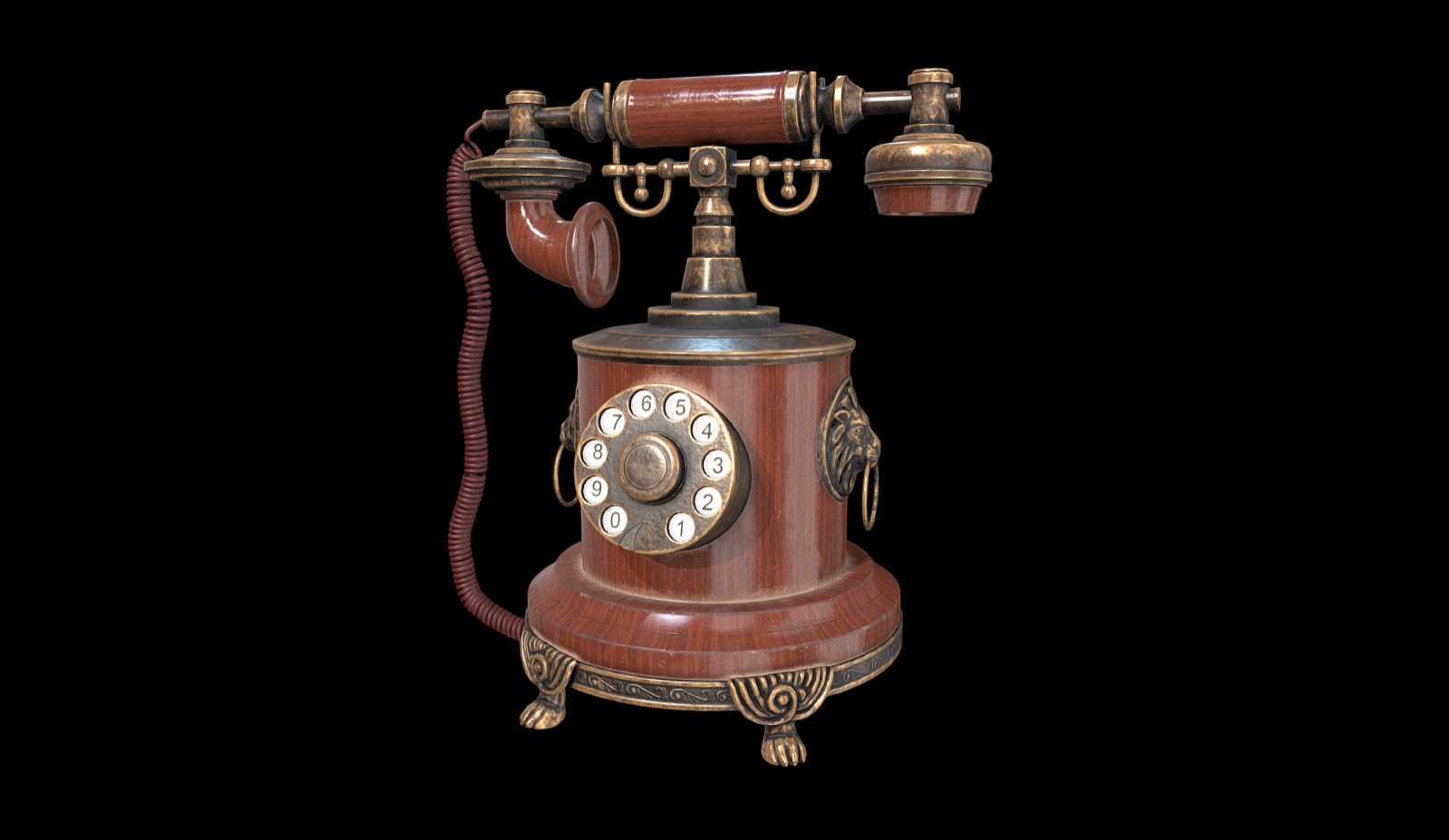 Antique Old Lion Telephone 3d model