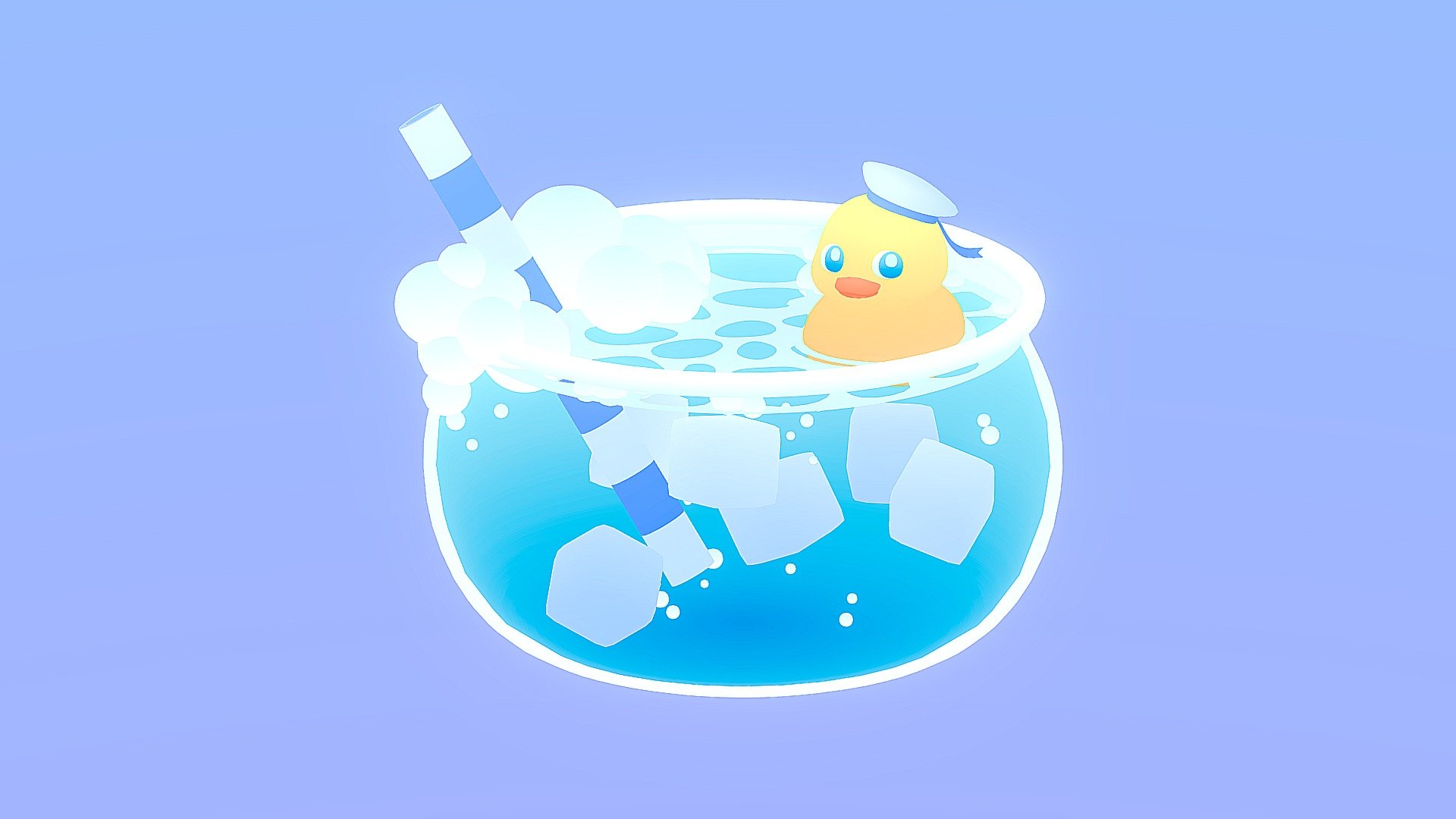 Rubber Duck in a Drink 3d model