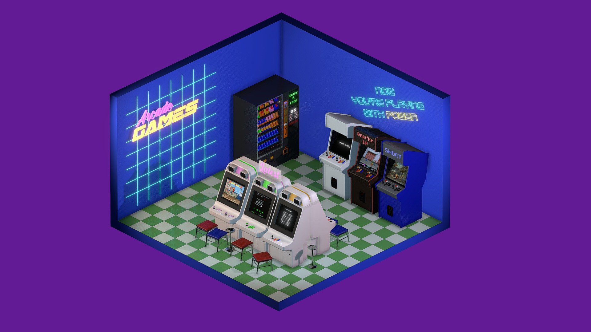 Arcade Center / Game Center Low Poly 3d model