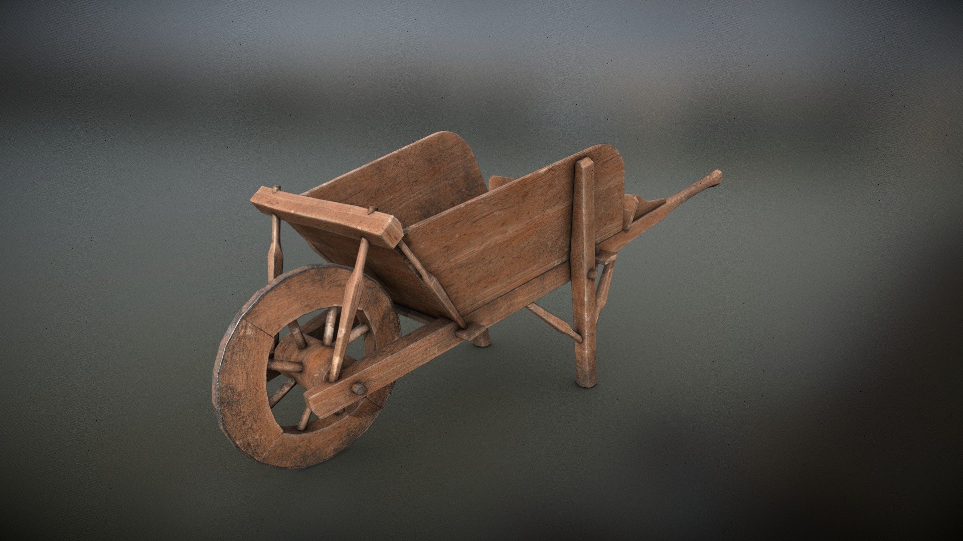 Wooden wheelbarrow 3d model