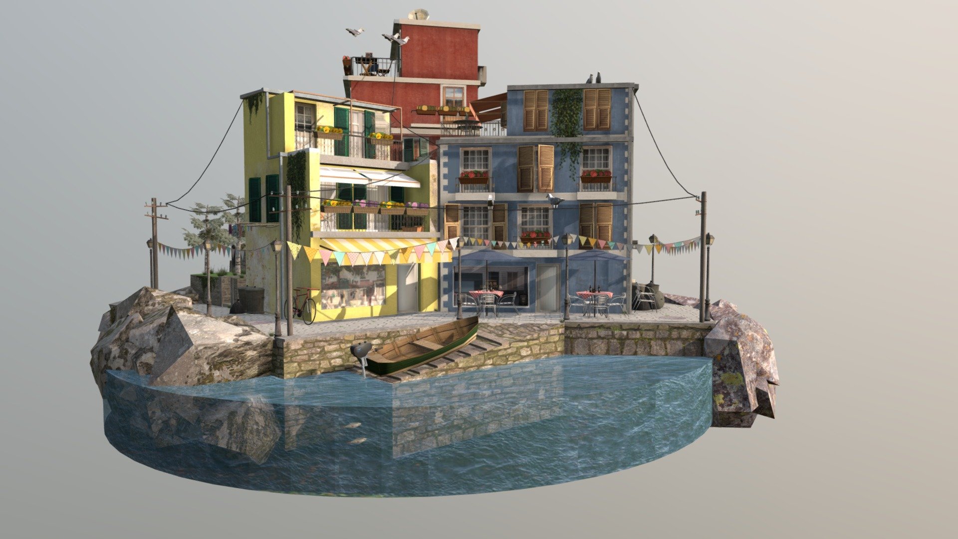 Cinque Terre Cityscene 3d model