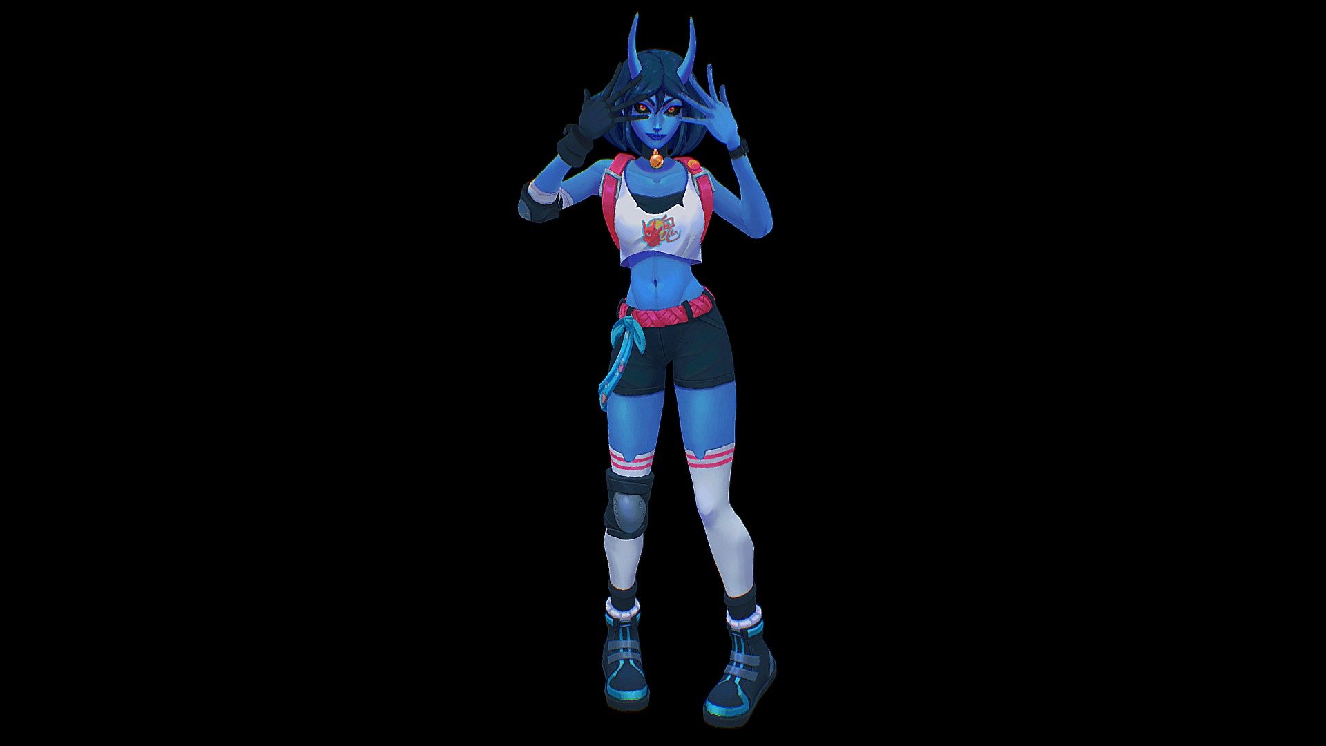 Azure the blue oni 3d model