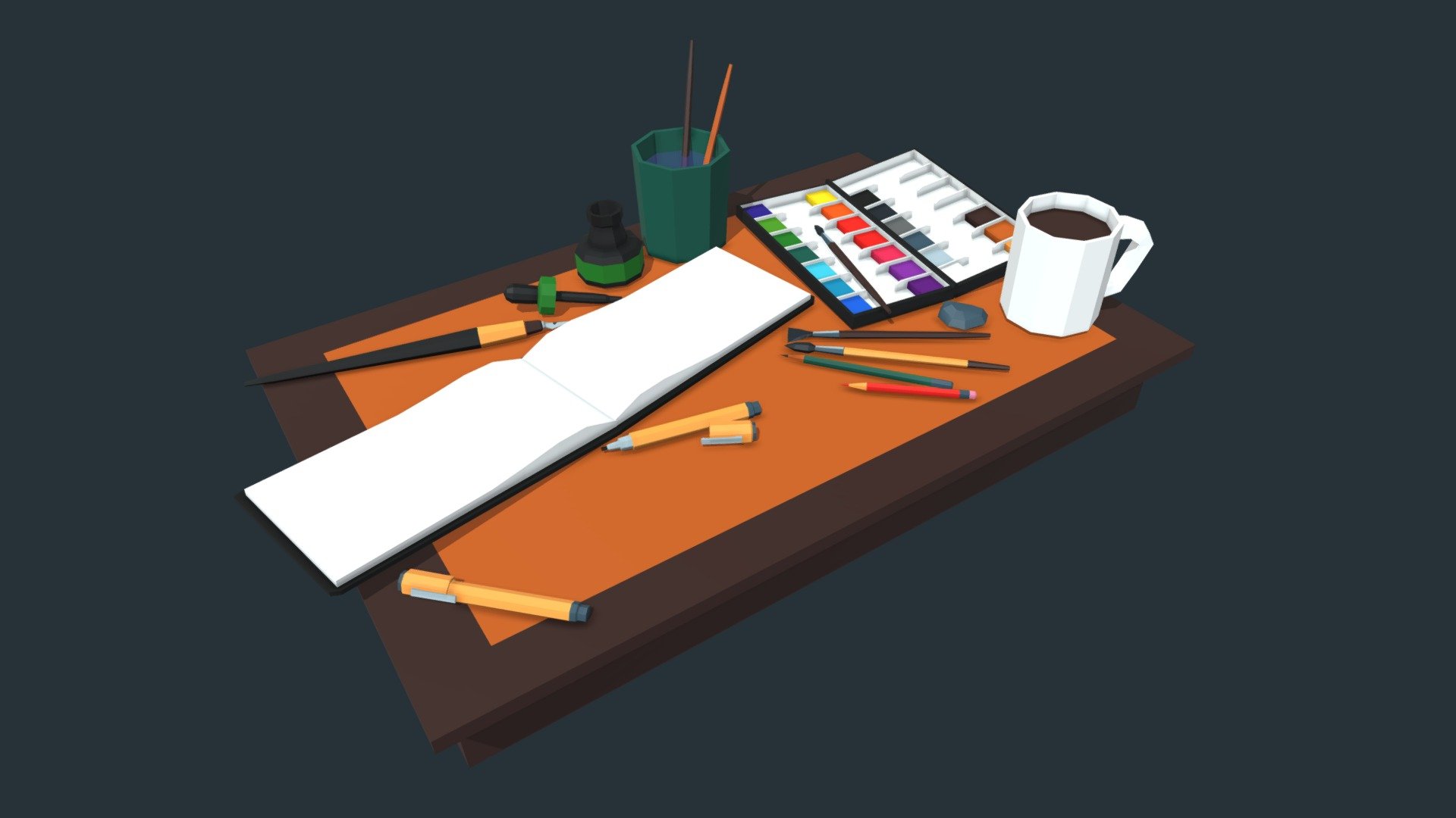 Watercolor Set 3d model