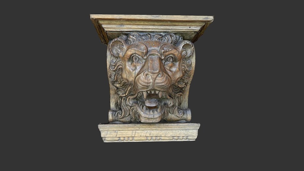 Wooden head from above a fireplace (2) 3d model