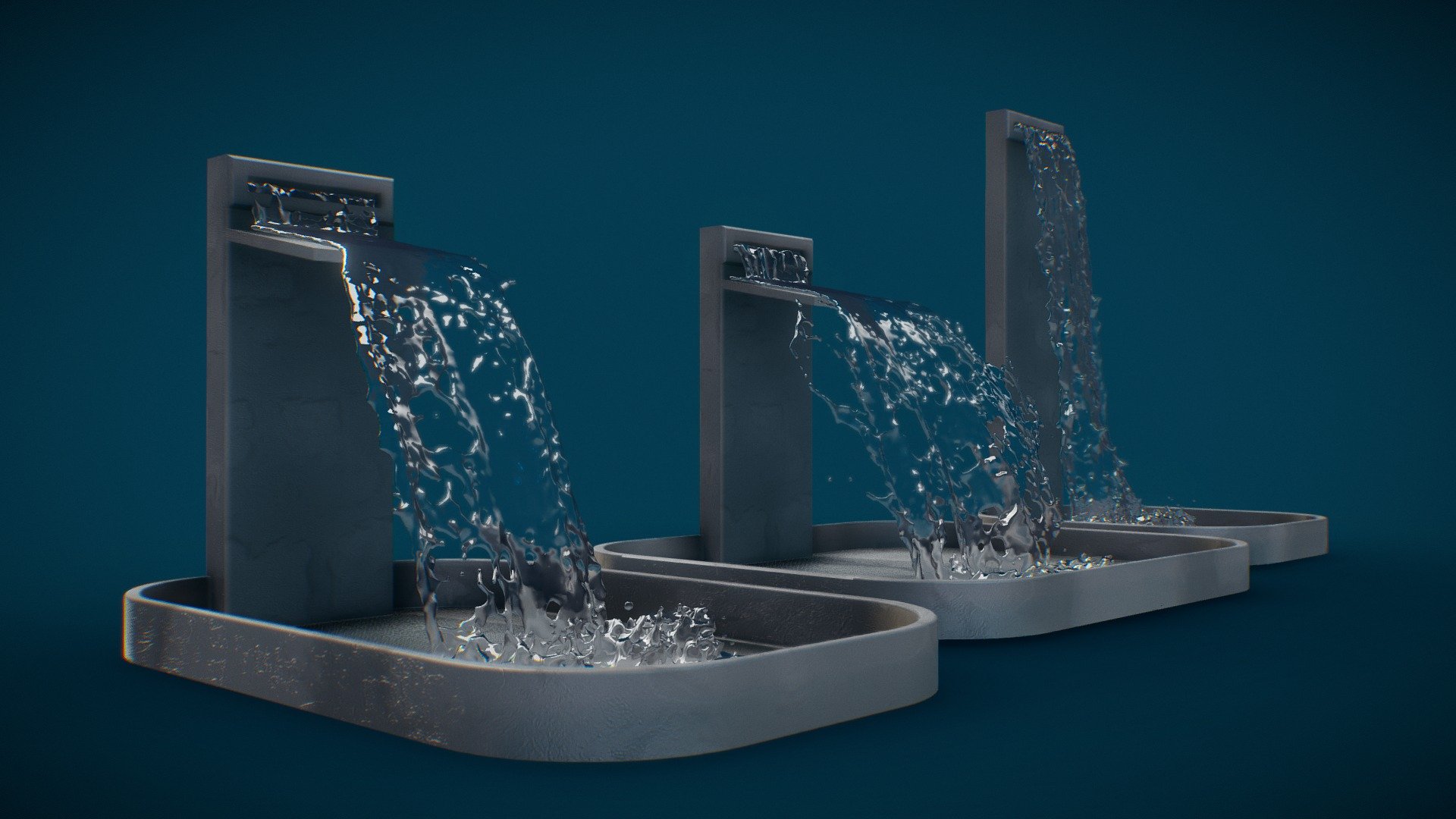 Cascades Fountains set 3d model