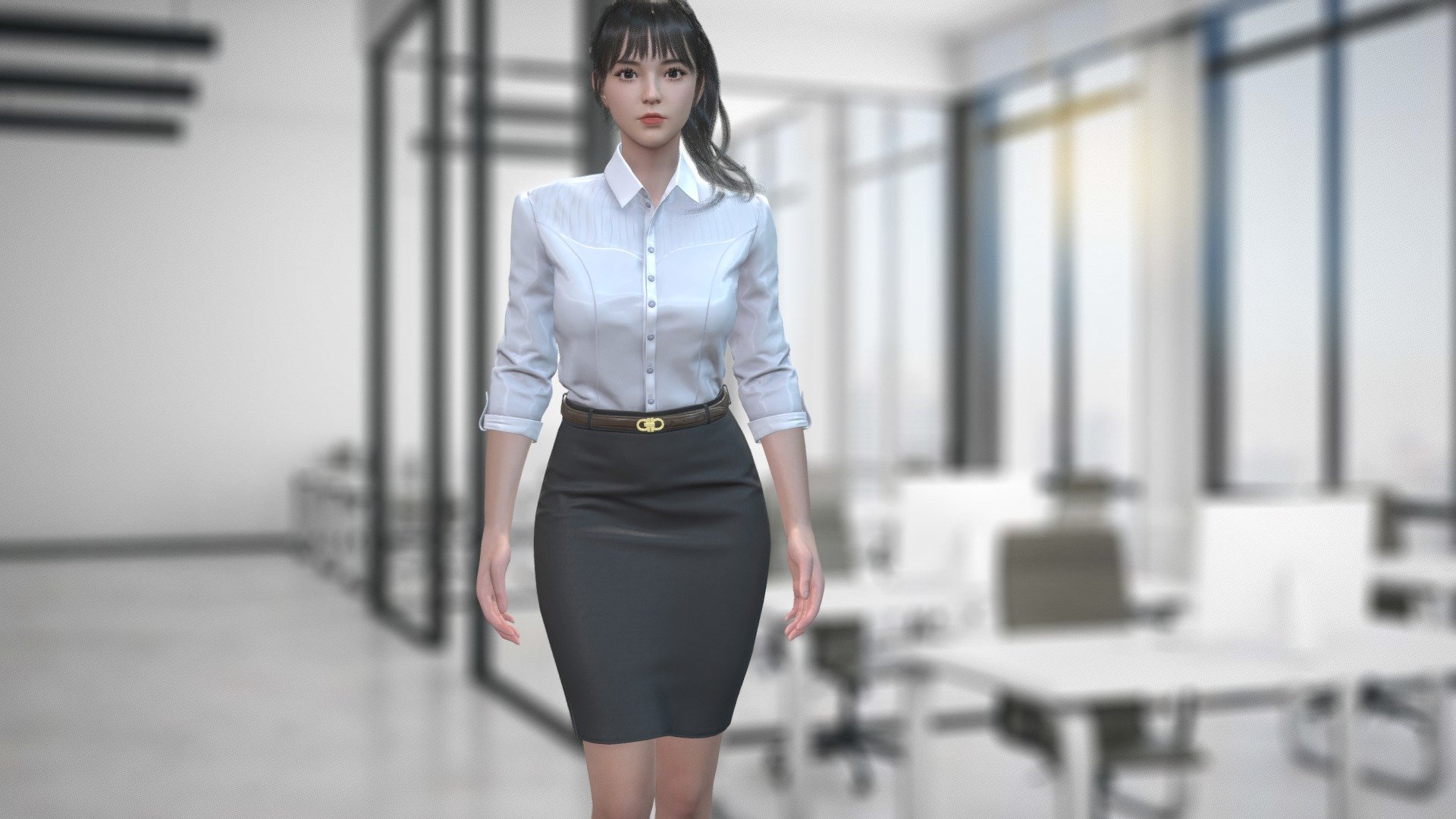 Females Bussiness suit office lady Game Assests 3d model