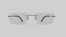 Rectangular Rimless Eyeglasses Low Poly PBR