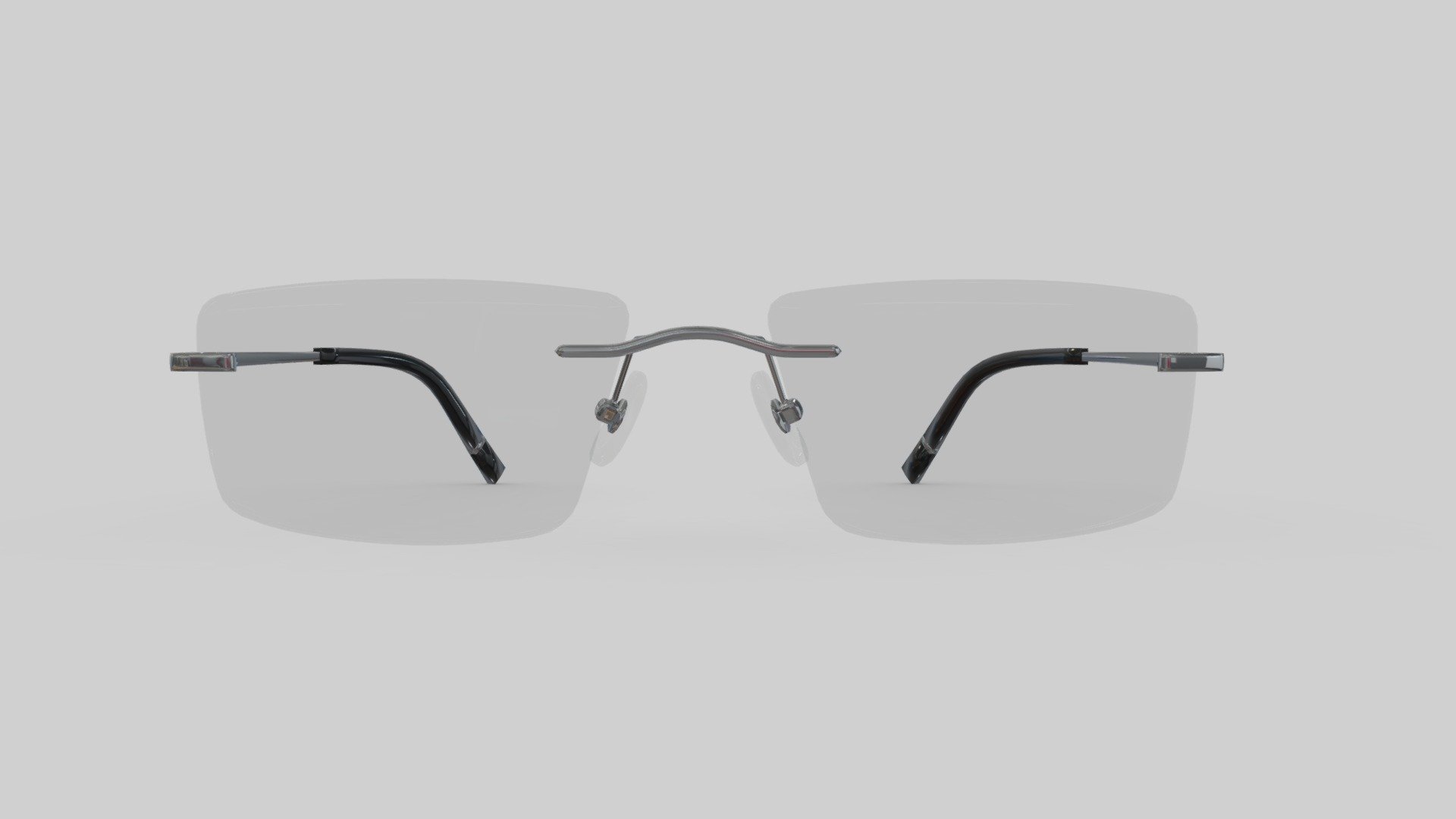 Rectangular Rimless Eyeglasses Low Poly PBR 3d model