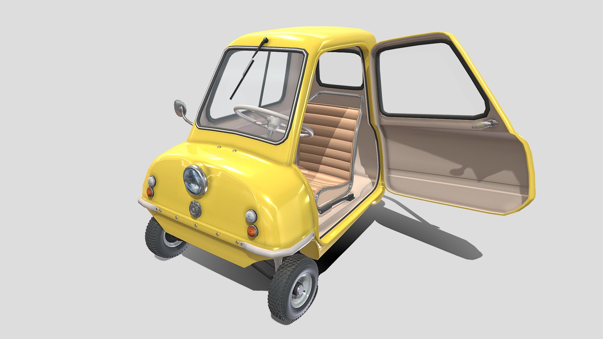 Peel P50 Yellow with interior and chassis 3d model