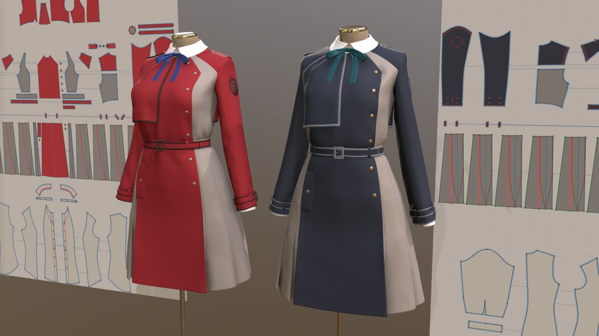 Lycoris Uniform Digital Tailoring FanArt 3d model