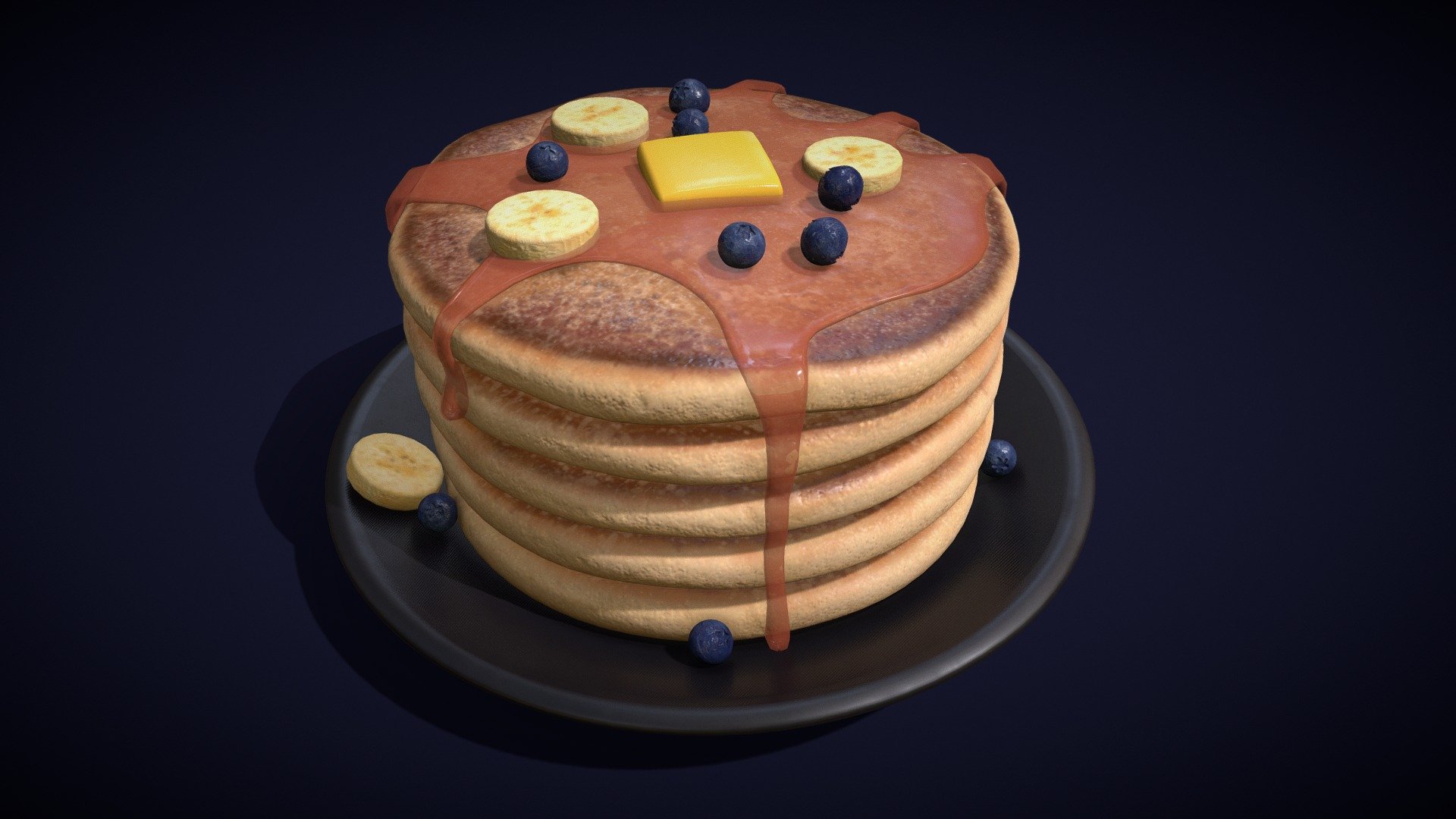 Blueberry Banana Pancakes 3d model