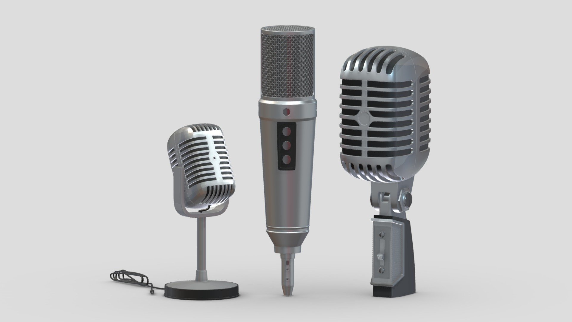 3 Microphones Collection 3d model