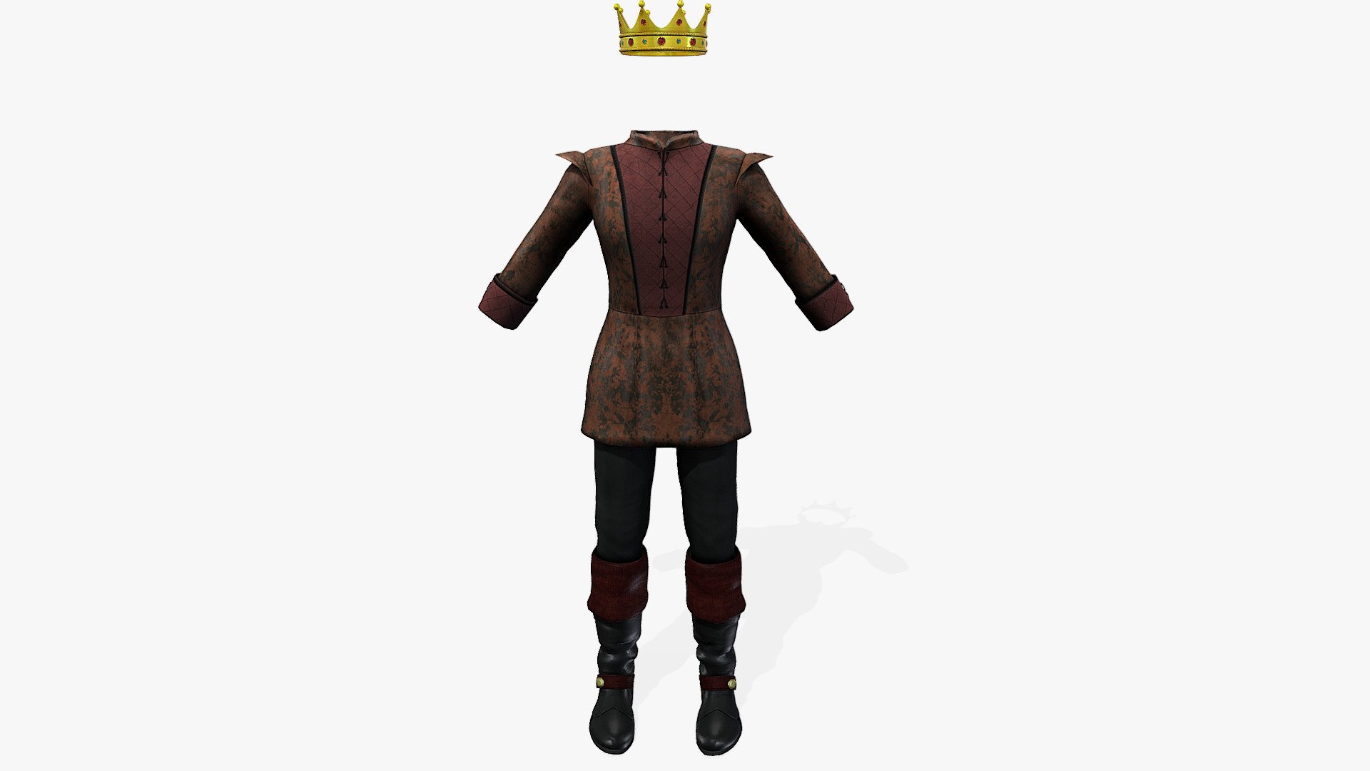 King Costume Dress Crown Boots 3d model