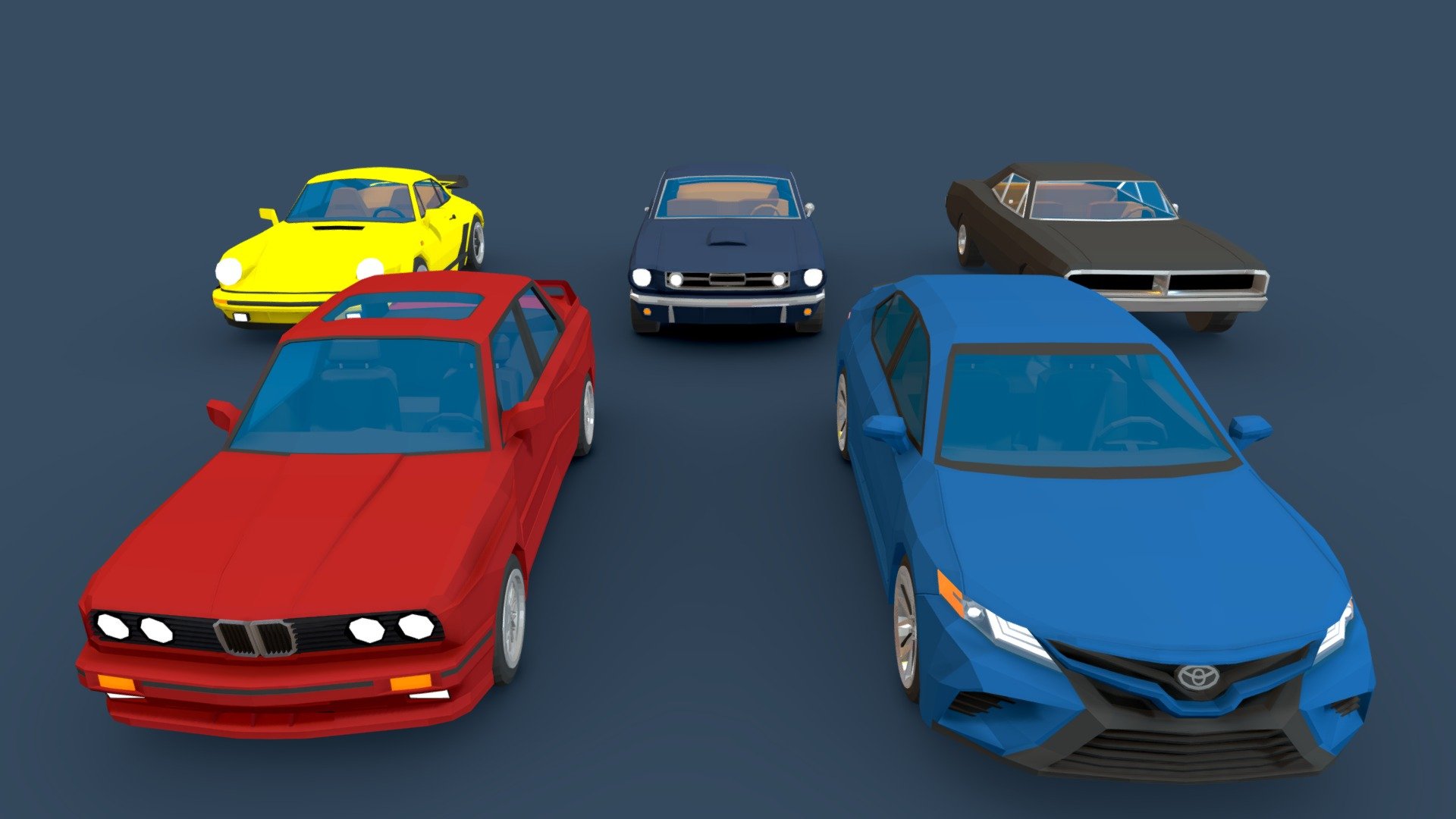 Lowpoly cars pack 3d model