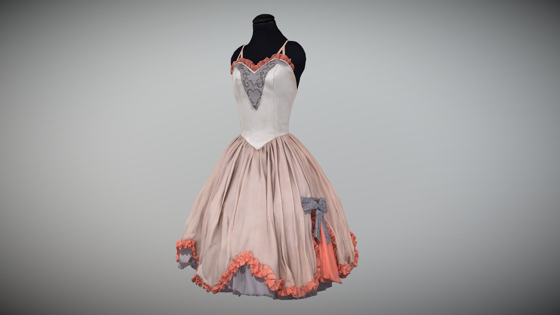 Ballet costume, romantic tutu LOW RES 3d model