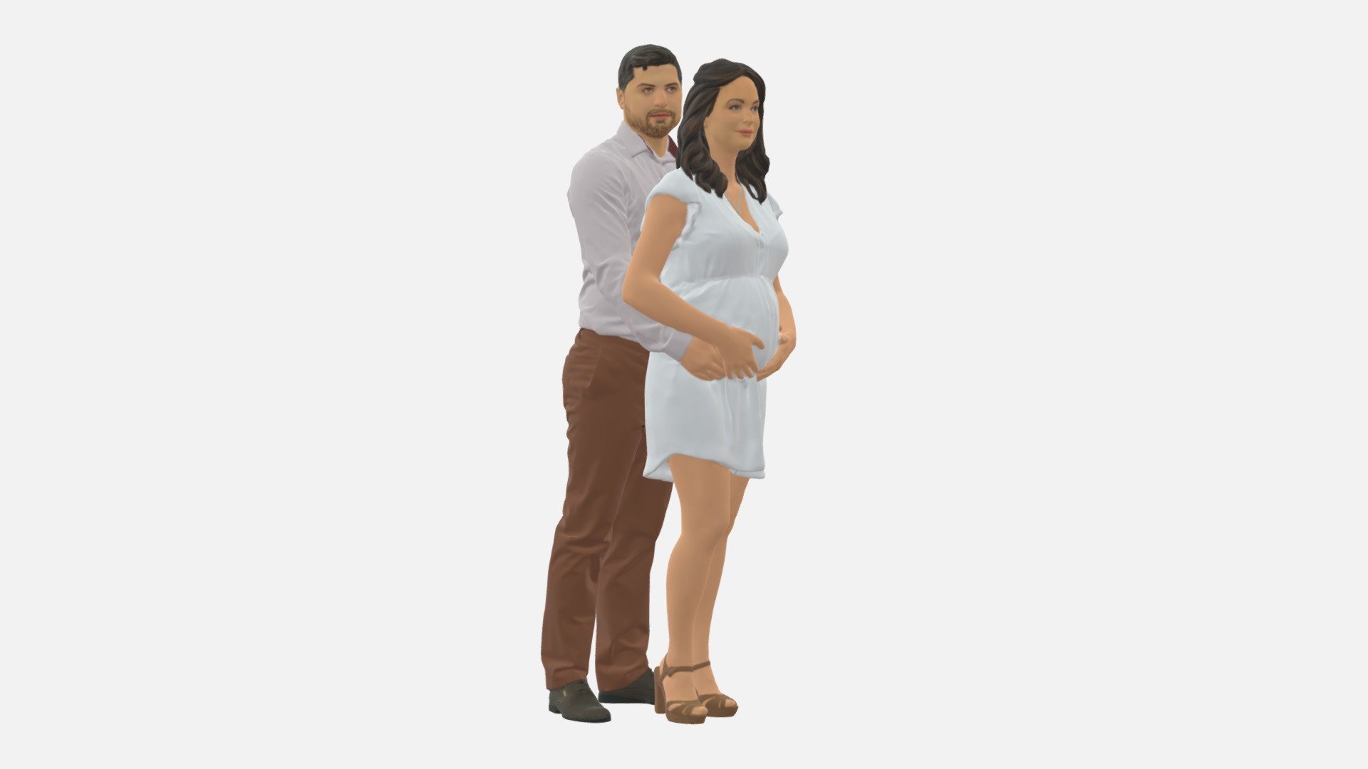 Man hugs pregnant woman 0598 3d model