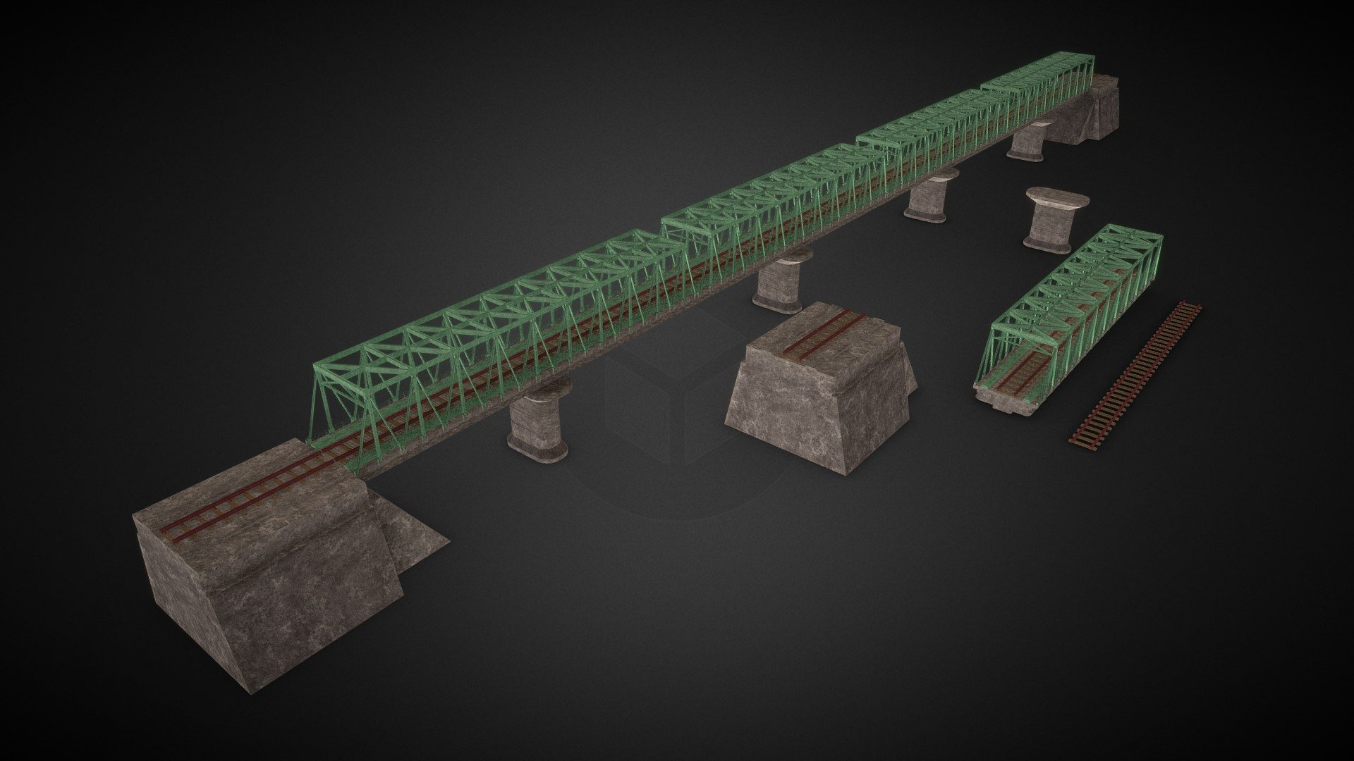 Rail Iron Bridge Modular Pack 3d model