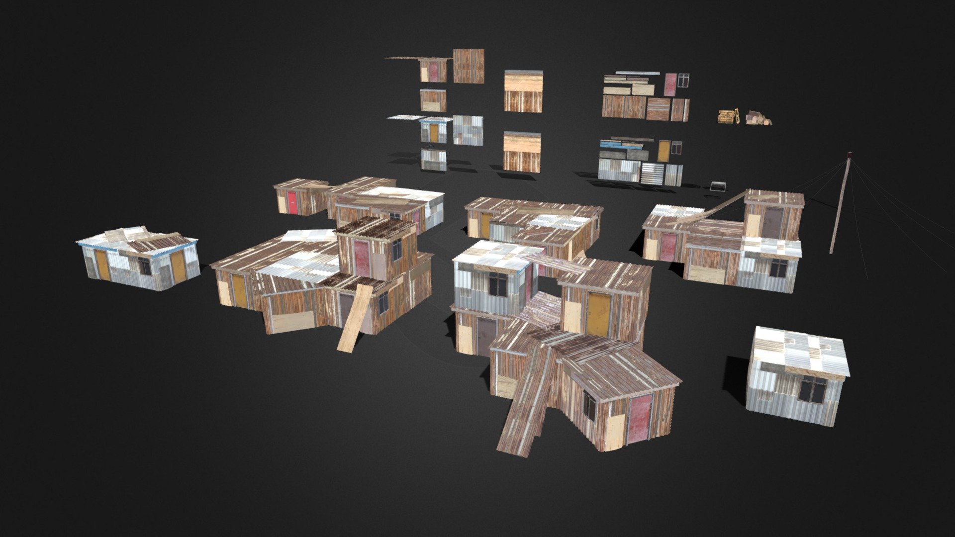 Favela Squatter Refugee Camp 3d model