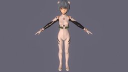 T pose rigged model of Rei Ayanami