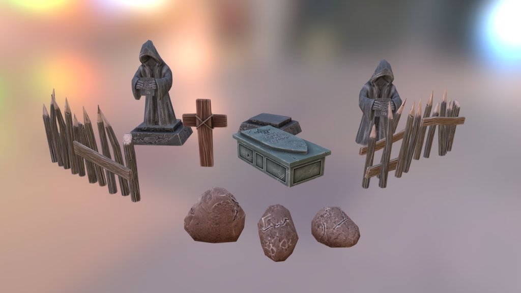 Cemetery props. Part 01 3d model