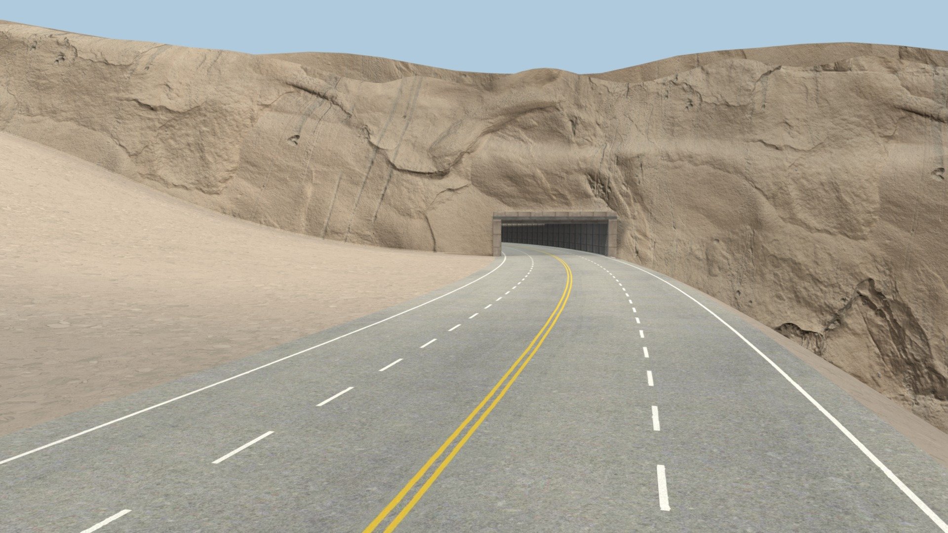 American Road Through Tunnel 3d model