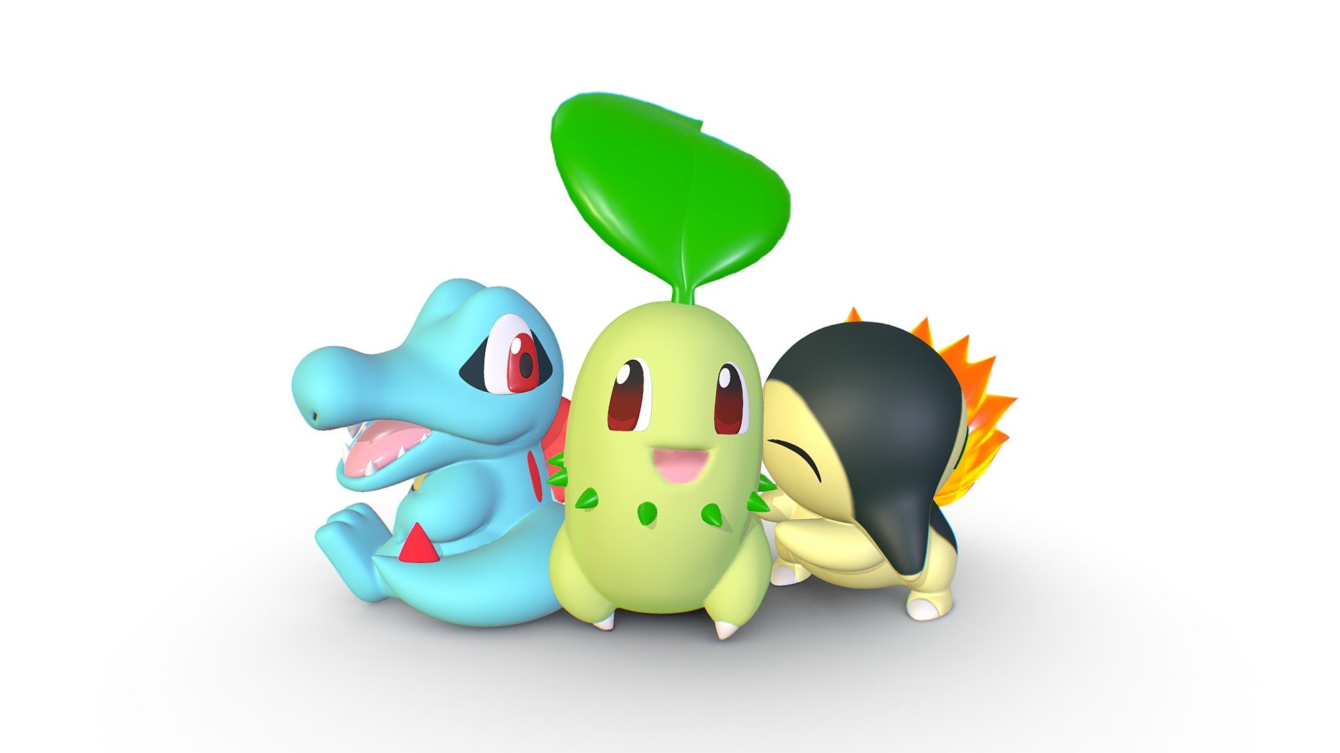 Totodile | Chikorita | Cyndaquil 3d model