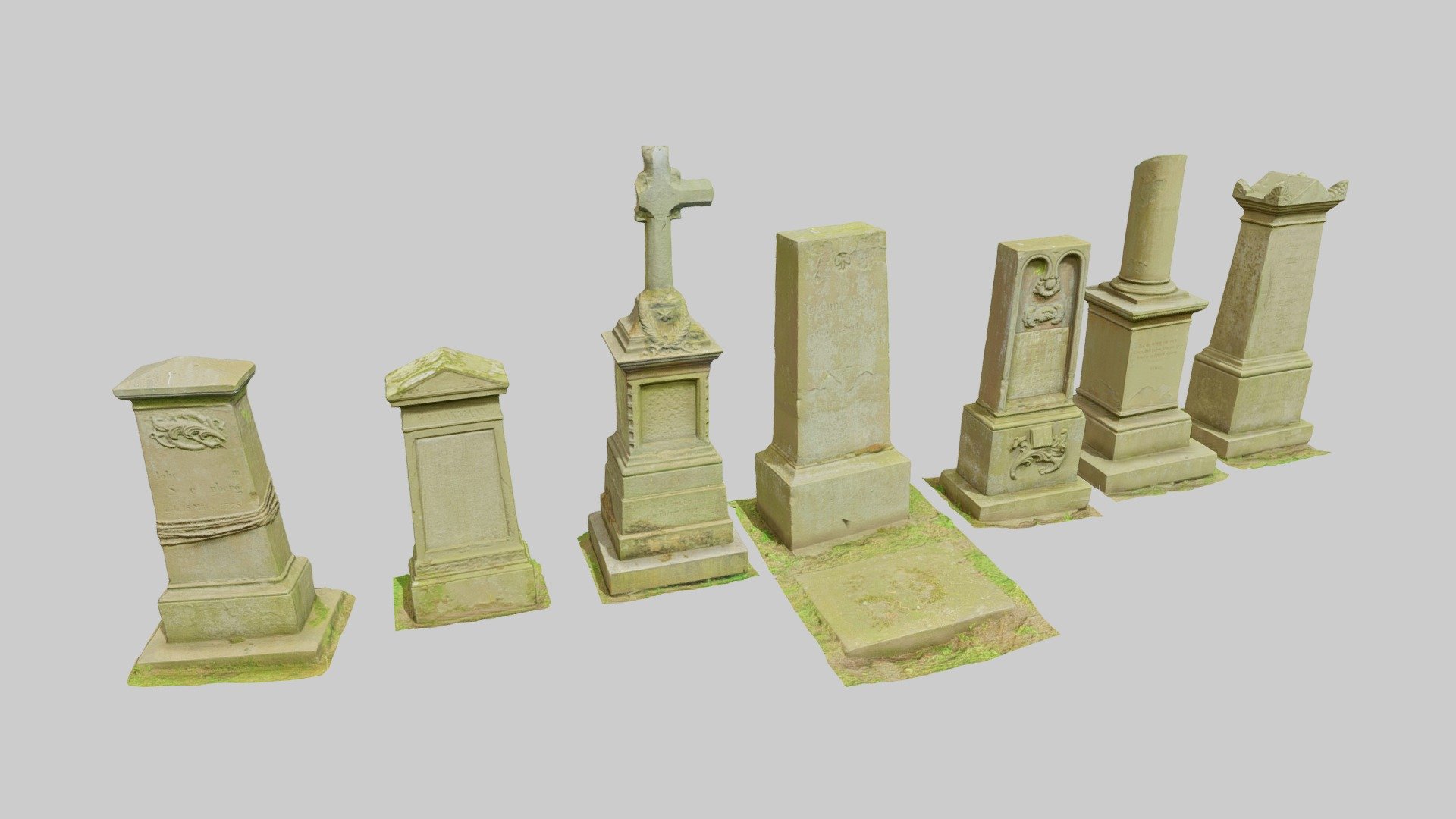 Gravestones Old Scan Processed Pack 3d model