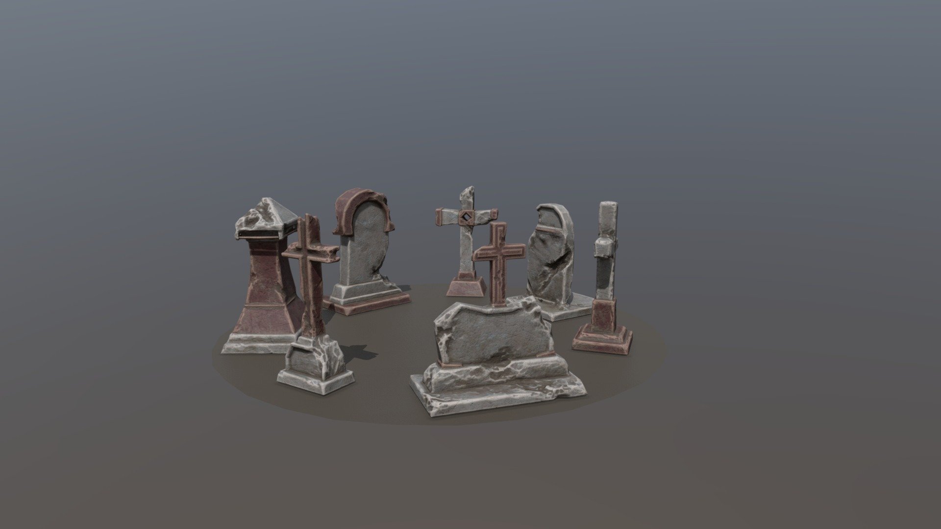 Night cemetery. Tombstones 3d model