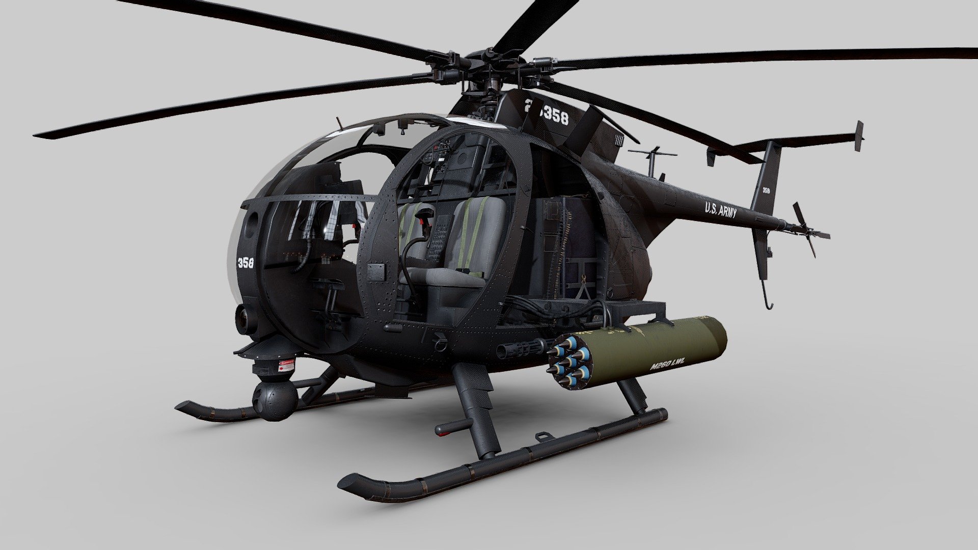 MH-6 Little Bird Helicopter 3d model