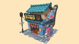 Stylized Japanese Store Building