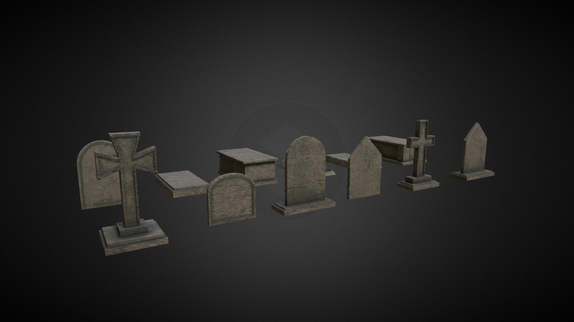 Gravestone Pack 3d model