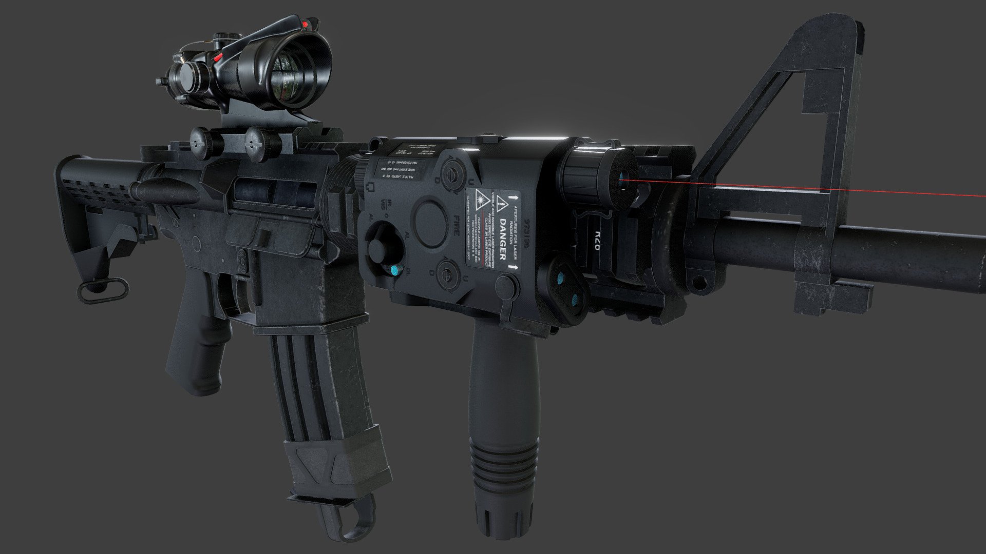 M4 Carbine Rifle ACOG sight 3d model