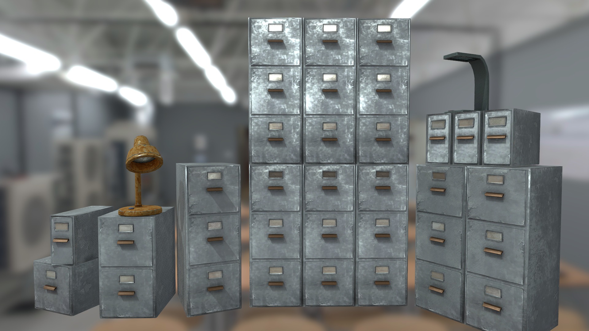 Office box and lamp 3d model