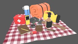 Low Poly Camping Set