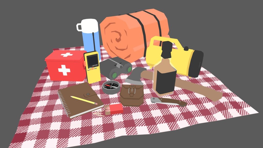 Low Poly Camping Set 3d model