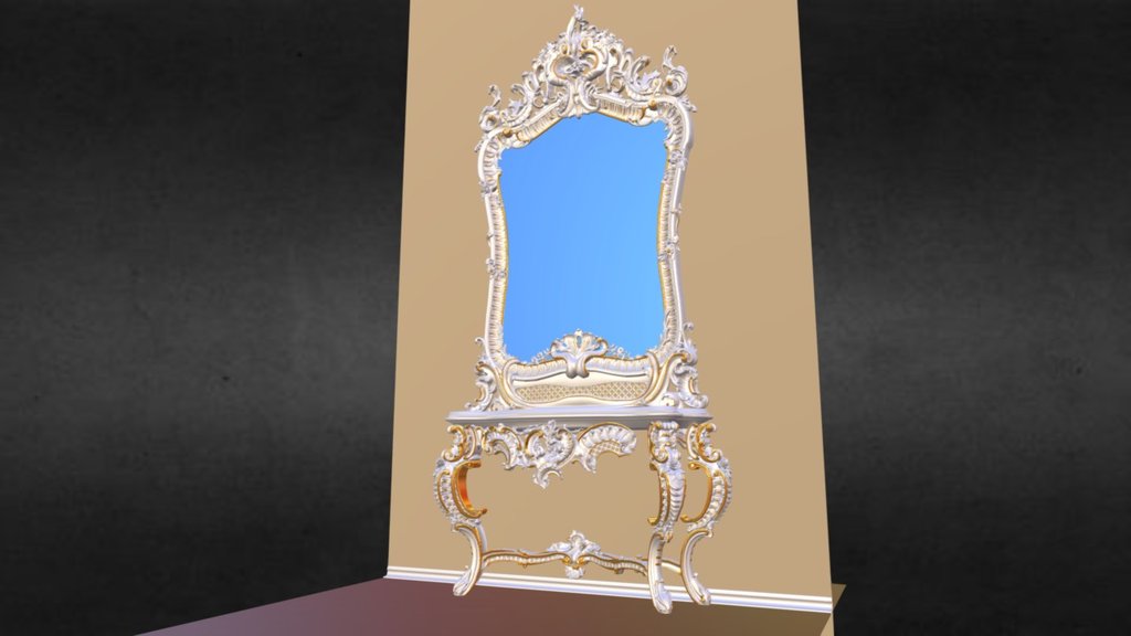 1D Baroque Mirror Table 3d model