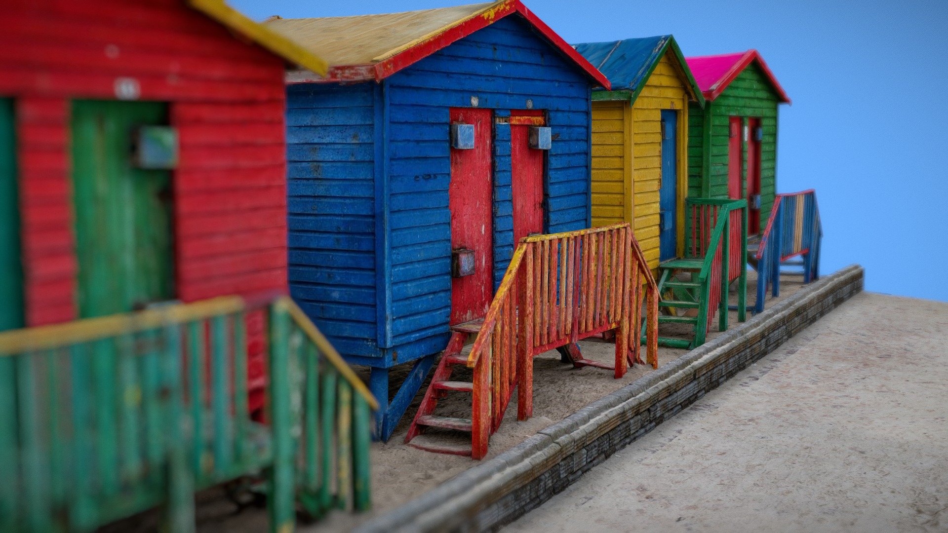 The Muizenberg Beach Huts 3d model