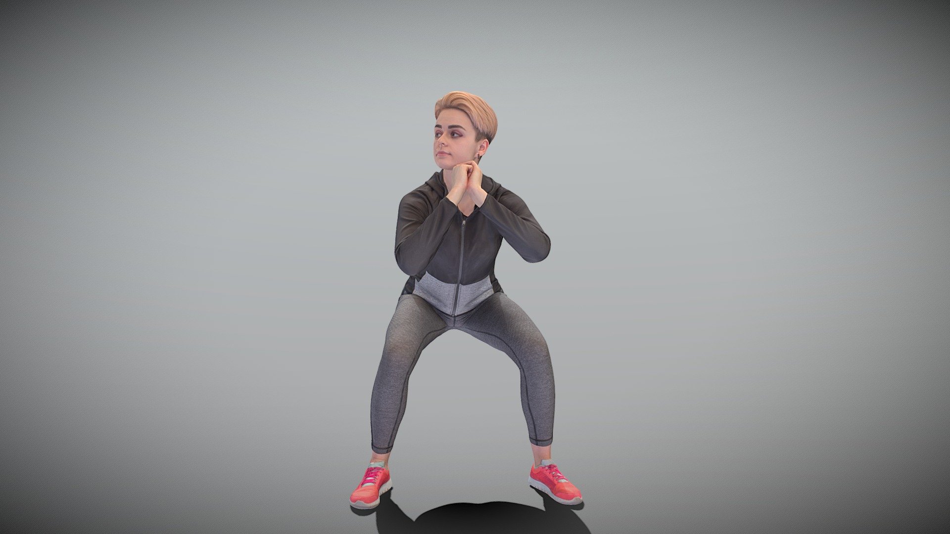 Young woman doing squats 376 3d model