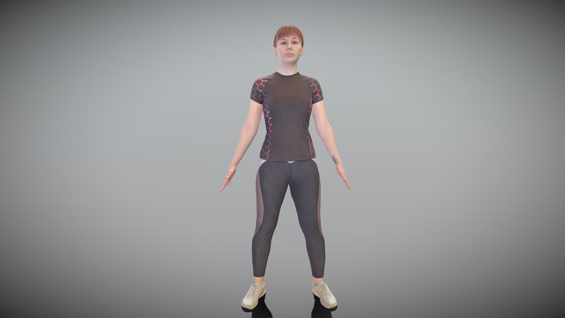 Athletic woman in tracksuit in A-pose 380 3d model