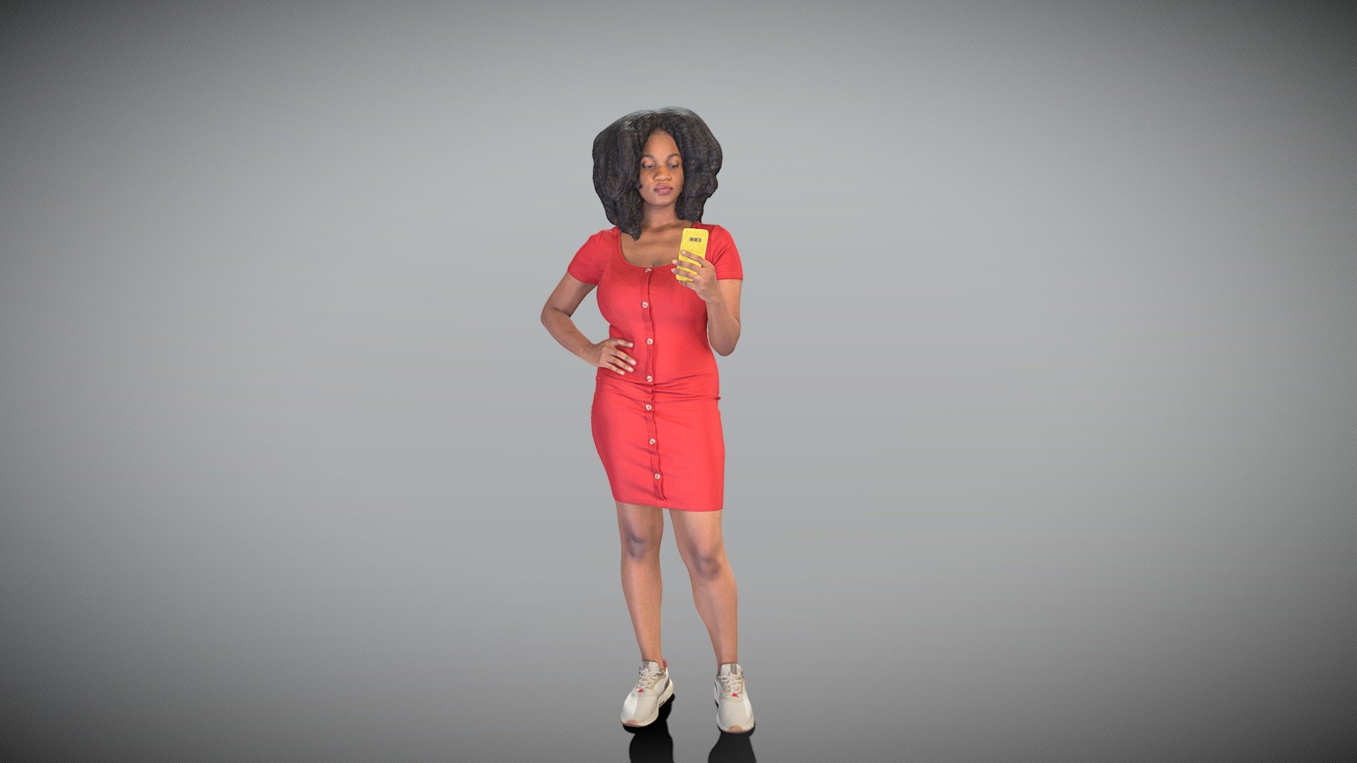 Attractive woman in dress using smartphone 381 3d model