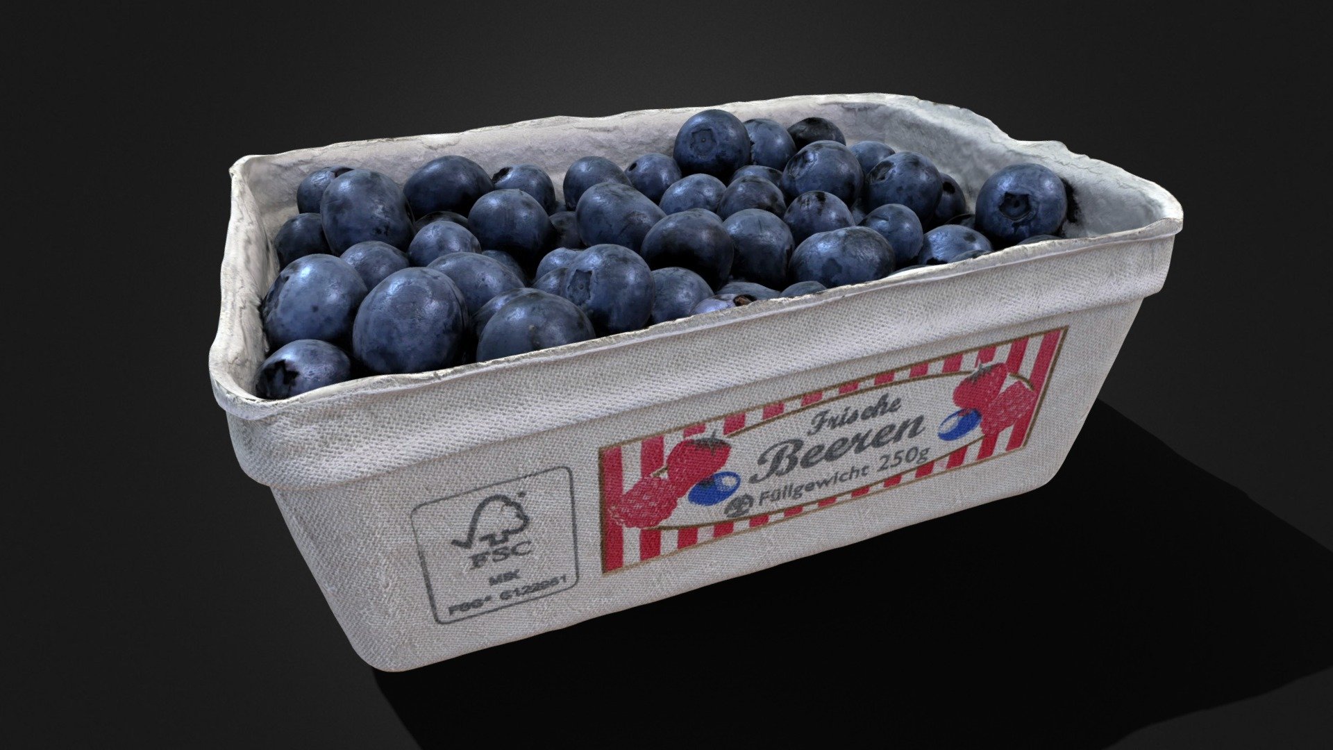 A bowl of blueberries 3d model