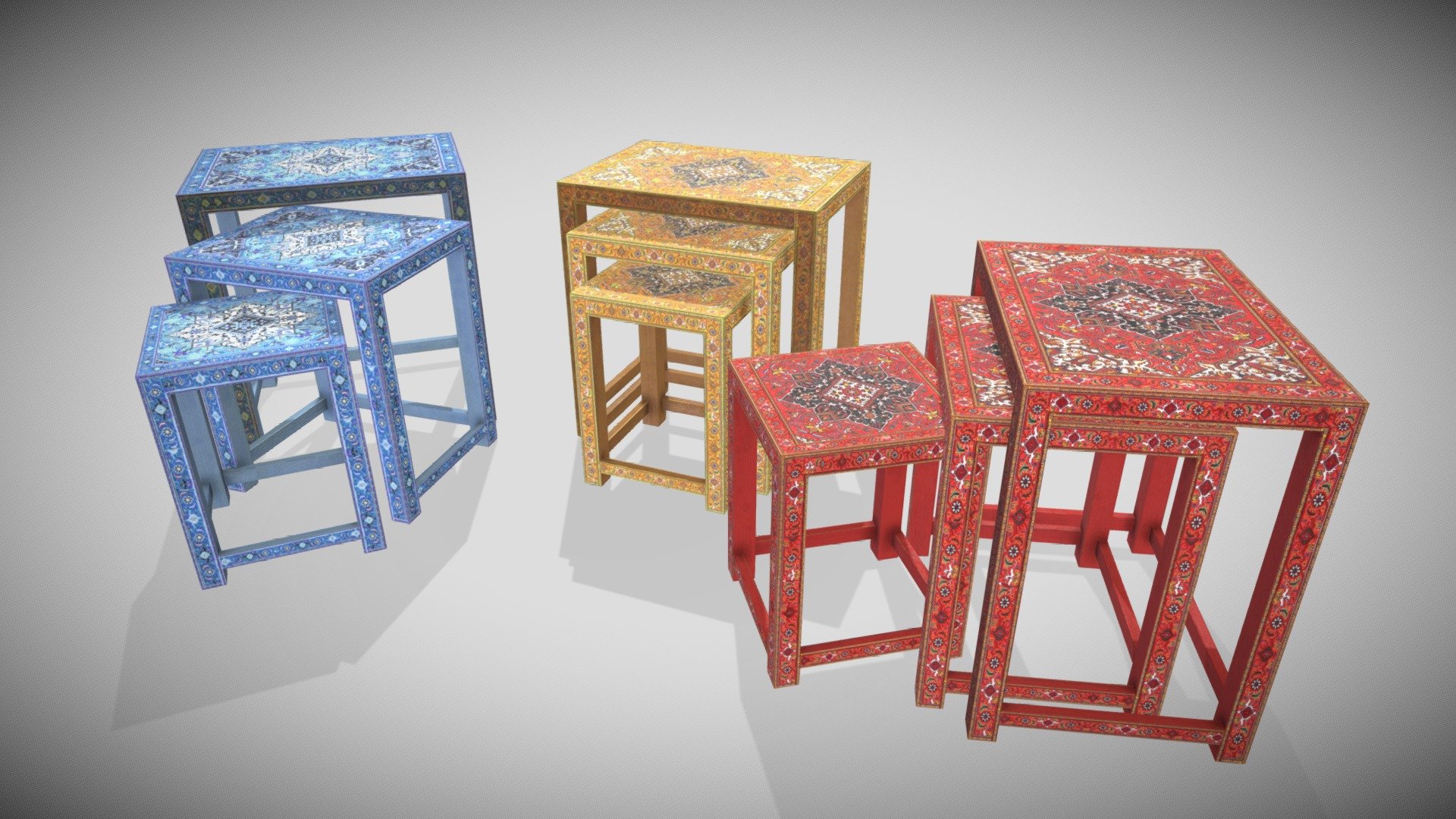 Indian Small Footstool 3d model