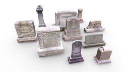 Gravestones Asset Pack (Game Ready / 2K PBR)